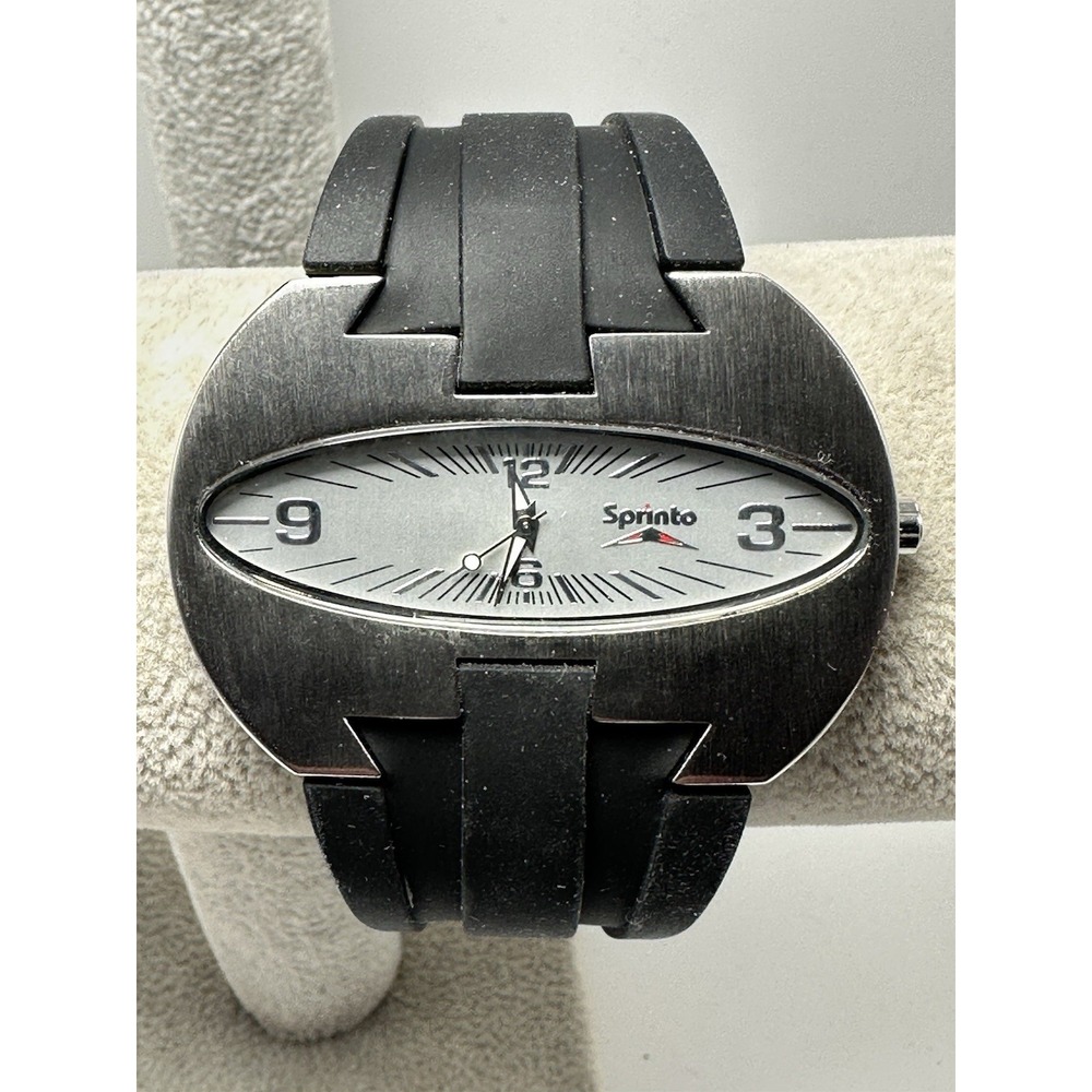 Sprinto Single Orbiter 2153 Mens Watch New Battery 54MM 8" Silicone Band Rare U9